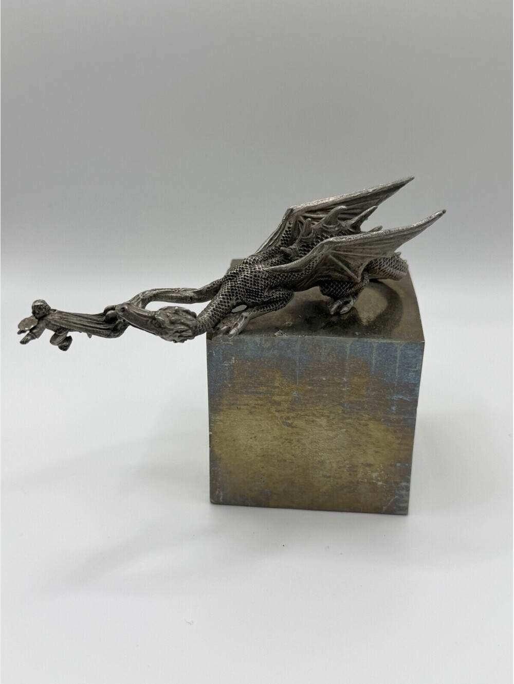 Vintage Gallo 1987 Dragon Pewter Figurine The Cat And Mouse Game 4.5” Signed